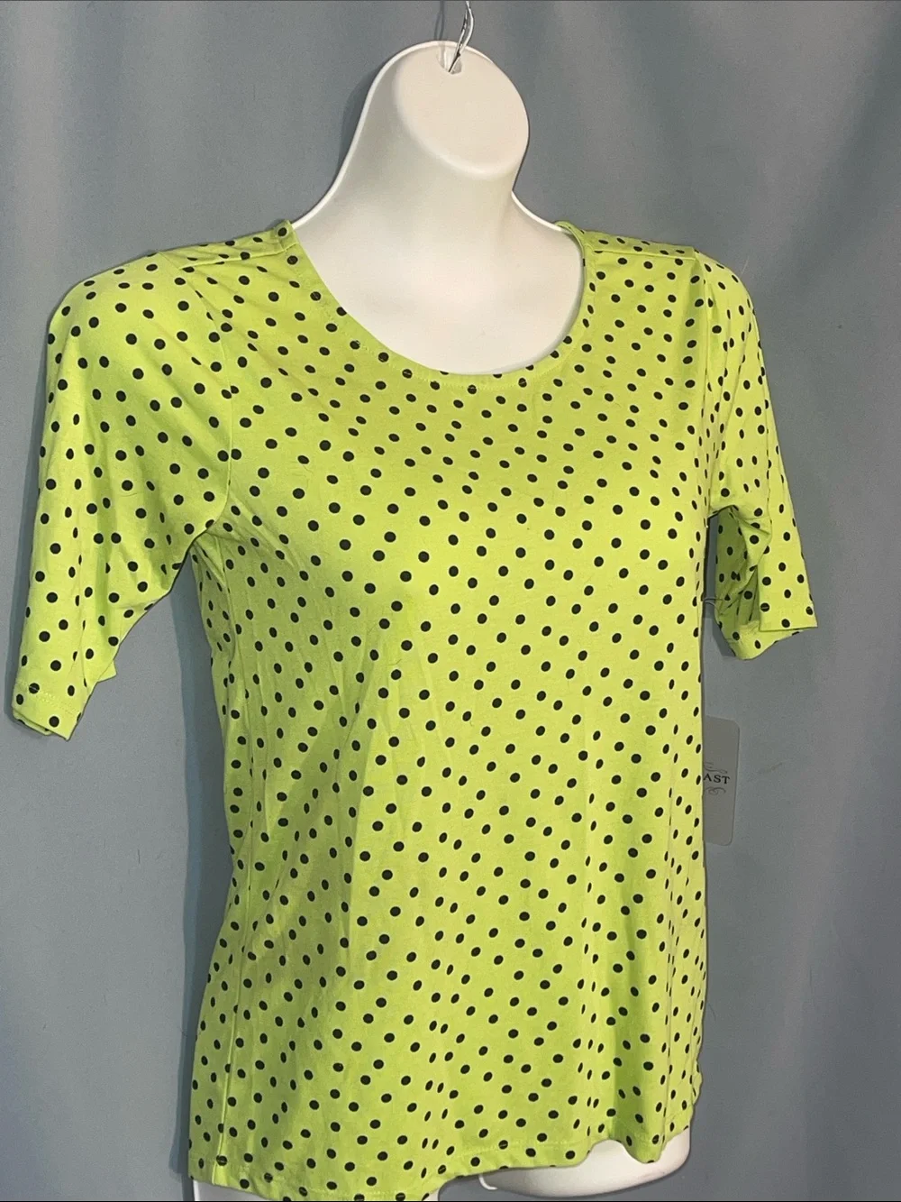 DownEast Neon Lime Polka Dot Short Sleeve Tee